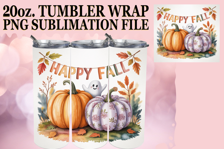 Cozy Moments 20oz tumbler wrap, Pumpkin Watercolor