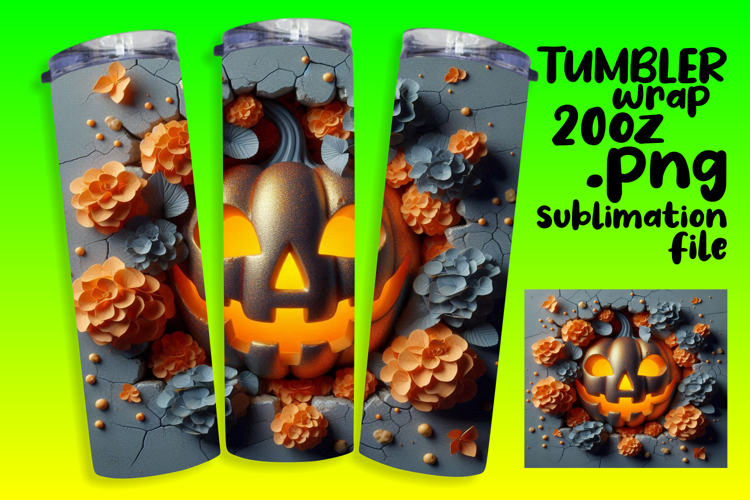 LUXE 20oz Tumbler Graphic for Sublimation , 3D Pumpkin