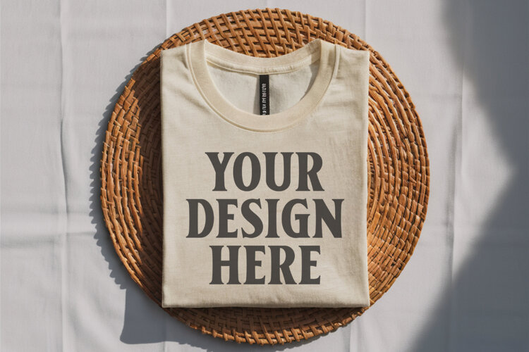 Heather Prism Natural Bella Canvas 3001 Flat Lay T-Shirt Moc example image 1