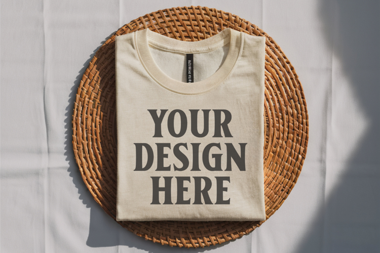 Heather Prism Natural Bella Canvas 3001 Flat Lay T-Shirt Moc