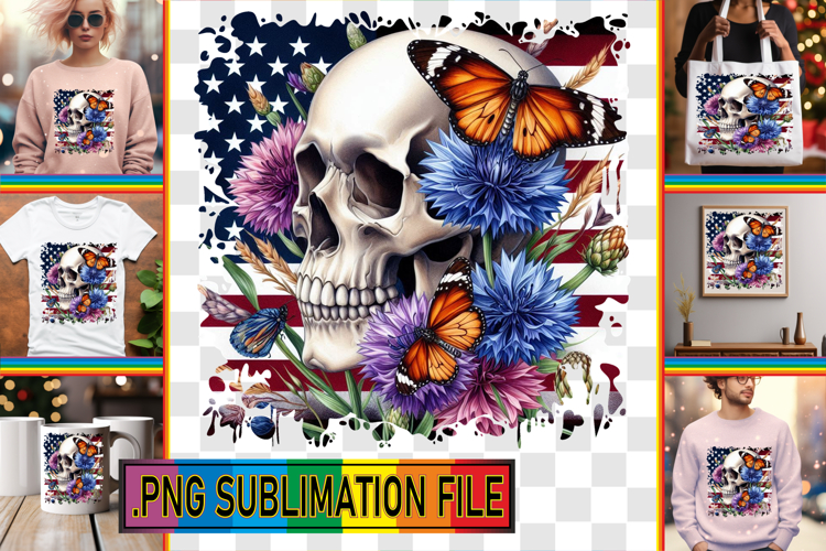 Joyful TSHIRT Sublimation Ideas, Skull USA