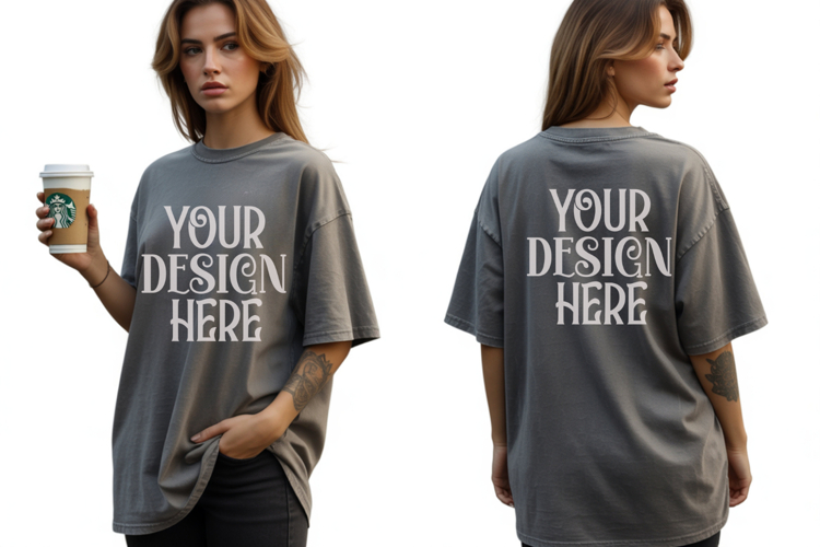 Granite Comfort Colors 1717 Front   back T shirt Mockup