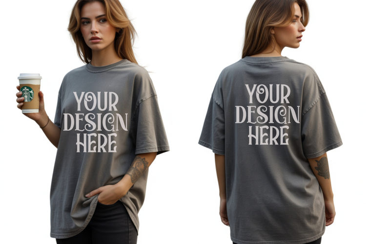 Granite Comfort Colors 1717 Front & back T shirt Mockup