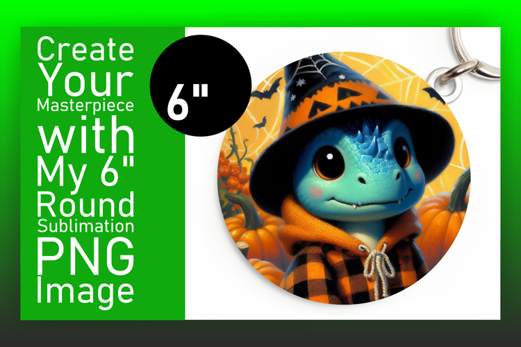 Lovely Round Design for Keychains , Halloween Dino