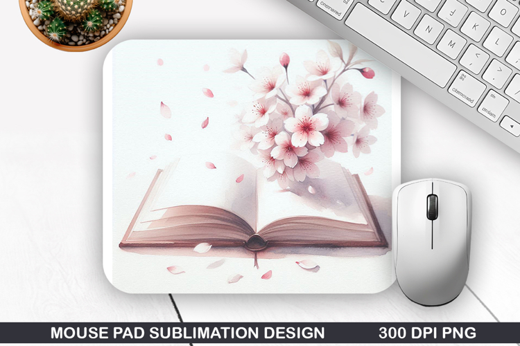 Book Flower Mouse Pad Sublimation, Animals Mouse Pad PNG