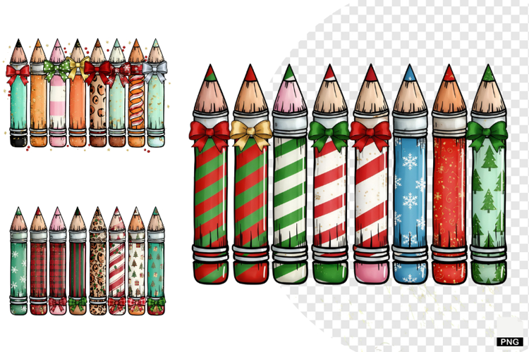 Christmas Teacher Pencils Clipart