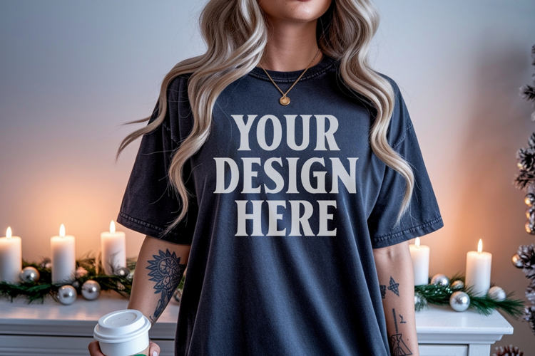 Christmas Comfort Colors 1717 Pepper TShirt Mockup, CC 1717