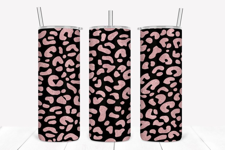 Magenta Glitter Leopard Print 20oz Skinny Tumbler