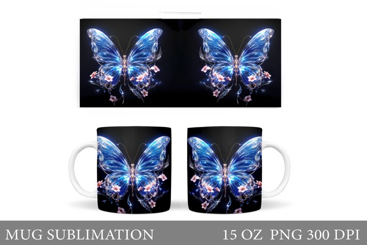 Butterflies Mug Sublimation. Flowers Mug Design example image 1