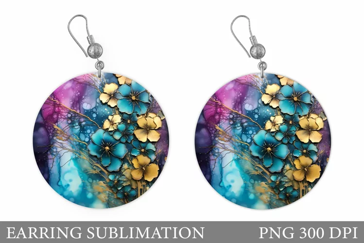 Alcohol Ink Earring. Abstract Earring Sublimation