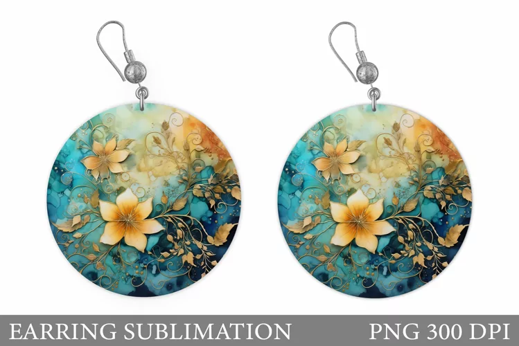 Alcohol Ink Earring Design. Abstract Round Earring