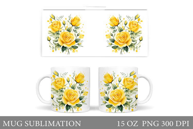 Flowers Mug Wrap Sublimation. Flowers Mug Wrap Design example image 1
