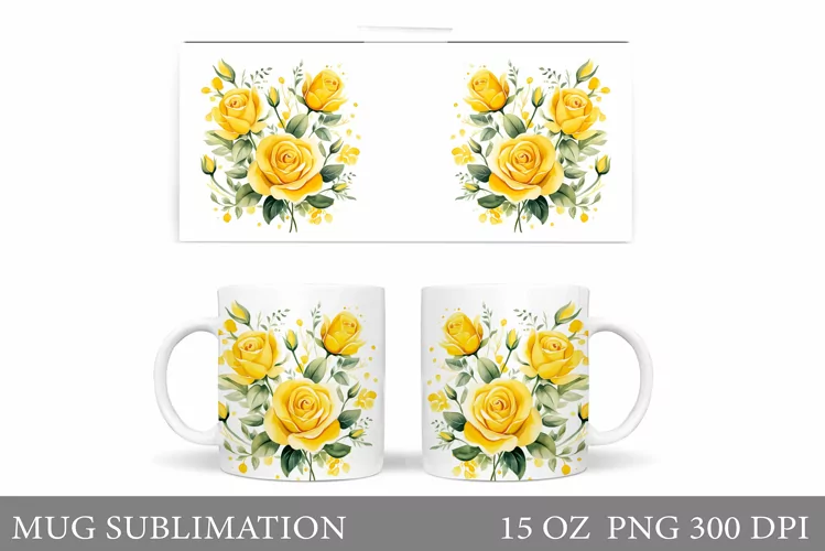 Flowers Mug Wrap Sublimation. Flowers Mug Wrap Design