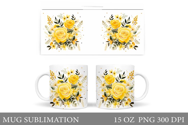 Flowers Mug Sublimation. Flowers Mug Wrap Design example image 1