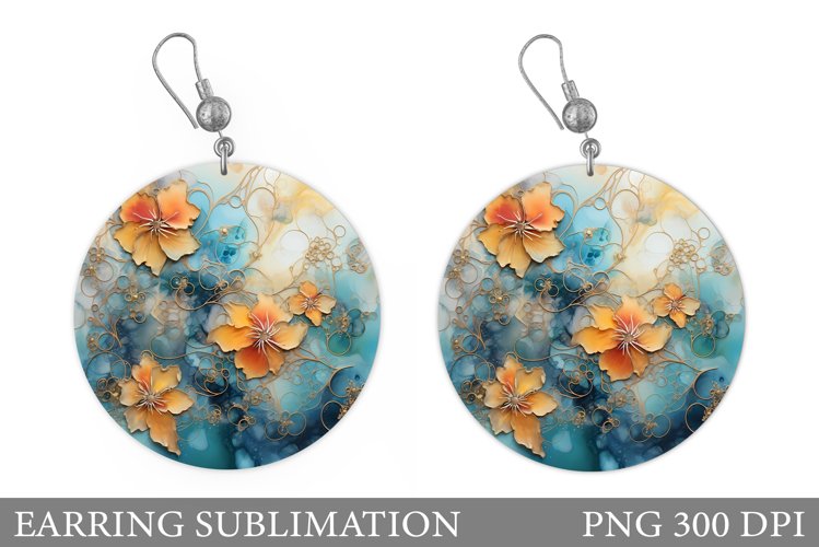 Flowers Earring Design. Abstract Earring Sublimation example image 1
