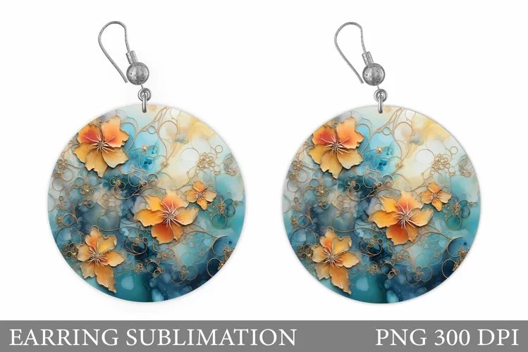 Flowers Earring Design. Abstract Earring Sublimation