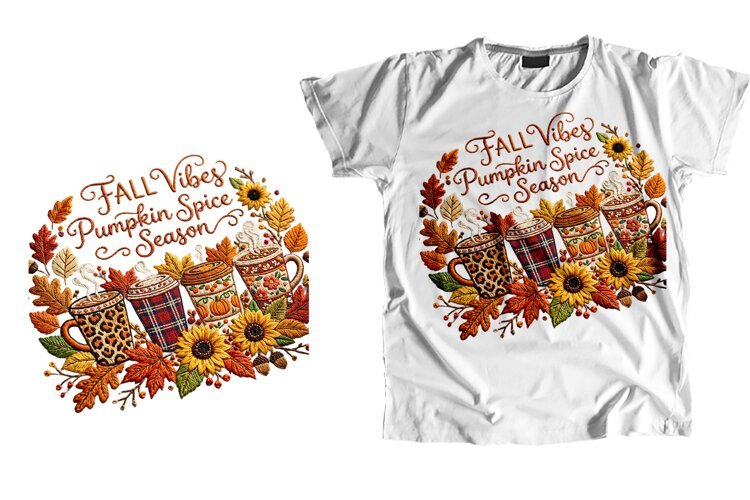 Fall Vibes Pumpkin Spice Season T-Shirt PNG example image 1