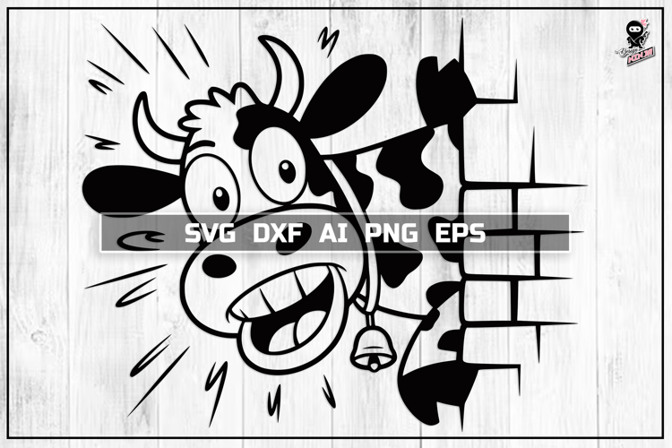 Peeking Cow SVG, Funny Farm Animal Portrait Cut file