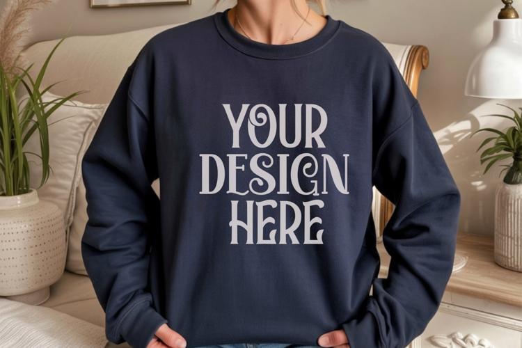 Navy Gildan 18000 Sweatshirt Model Mockups