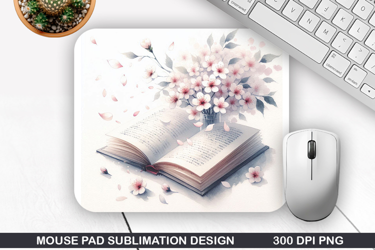 Book Flower Mouse Pad Sublimation, Animals Mouse Pad PNG