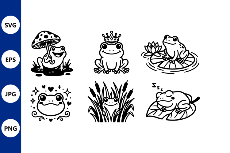 Cute Frog Line Art Vector