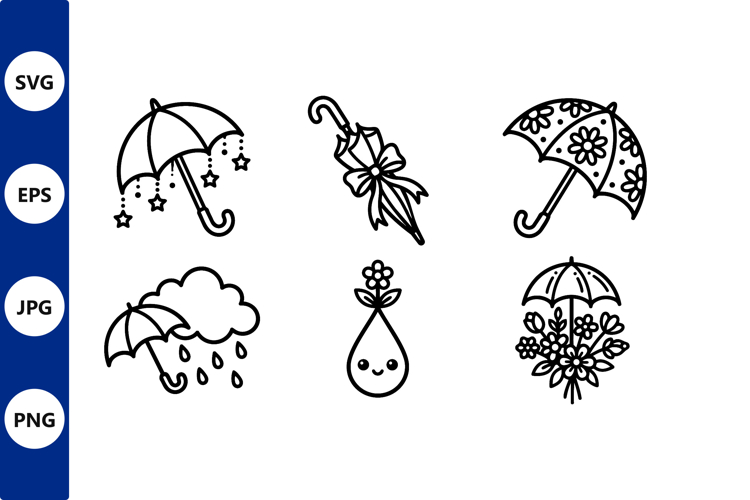 Cute umbrella collection black and white