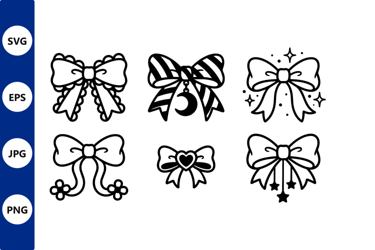 Decorative Black White Bow Vector Art