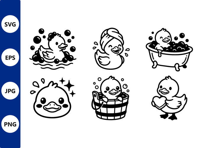 Cute Rubber Duck Bath Time Vector