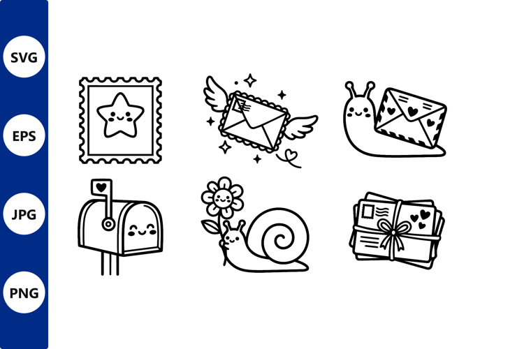 Kawaii Line Art Snail Love Letters