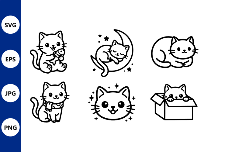 Cartoon Cute Cat Vector Art