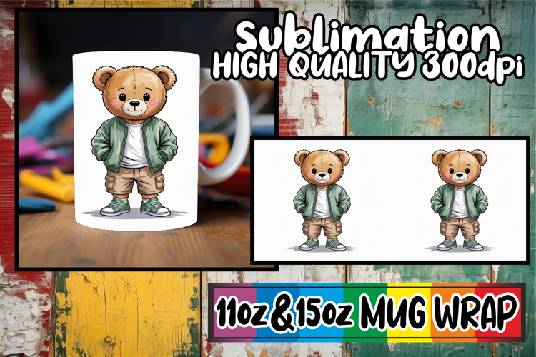 Gentle vibes sublimation print wrap, Teddy Bear
