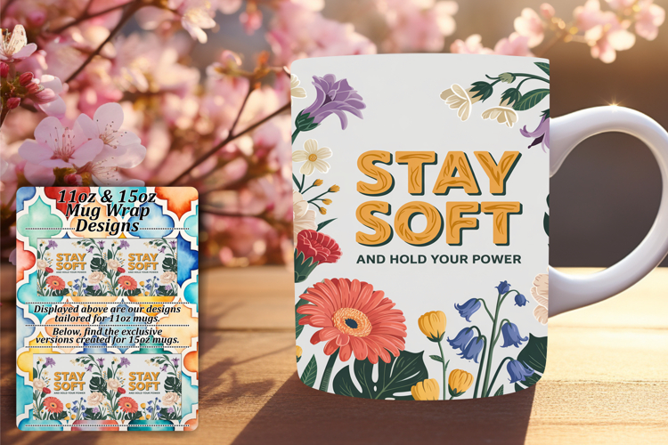 DYNAMIC PNG for 11oz Mug Wrap , Flower Quote