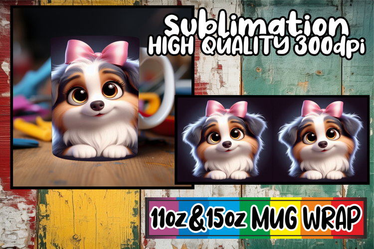 Timeless joy 11oz 15oz sublimation wrap, 3D Dog