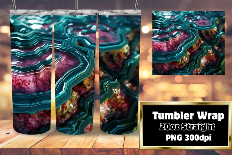 Agate Geode Glitter Tumbler Wrap 20oz Sublimation