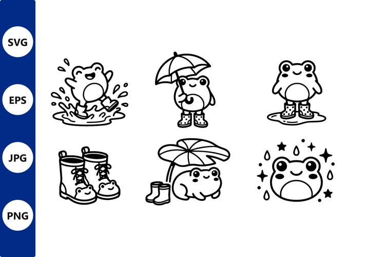 Frogs Playing in Rain Boots Vector
