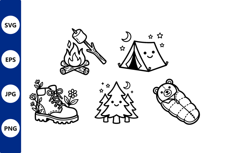 Campsite Black And White Clipart Image 21