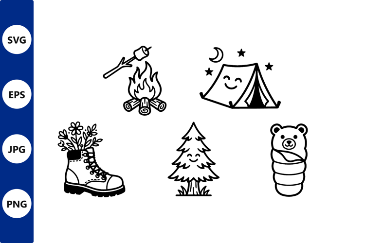 Campsite Black And White Clipart Image 17