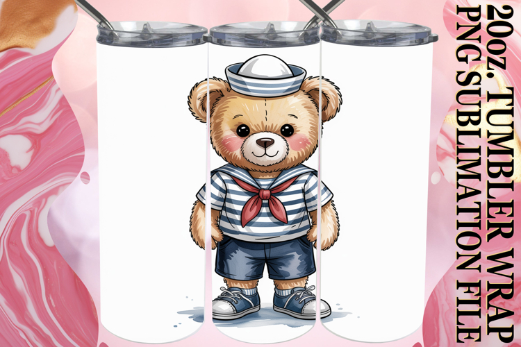 Cheerful Reflections 20oz tumbler wrap, Teddy Bear