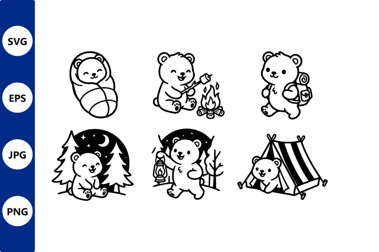 Campsite Black And White Clipart Image 20