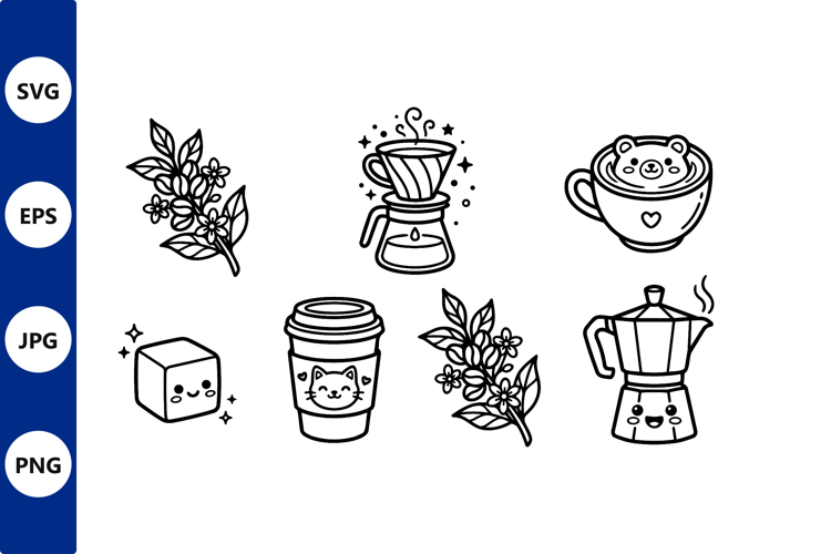Cute Coffee Cup Sugar Cube Black White