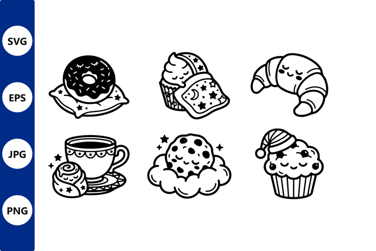 Sleeping bakery treats black and white