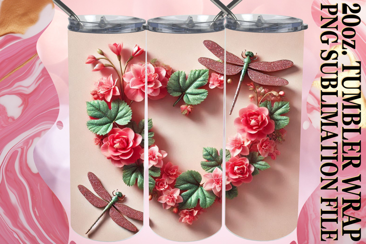 Blissful Moments 20oz tumbler wrap, 3D Heart