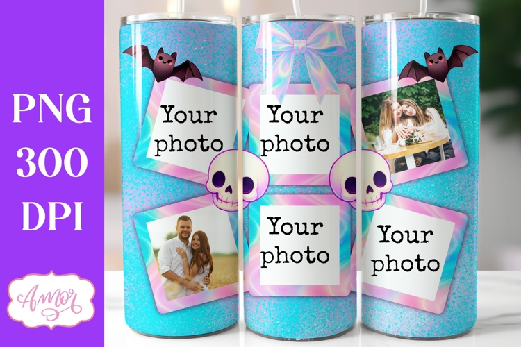 Pastel Goth tumbler wrap PNG, Halloween Photo Tumbler PNG