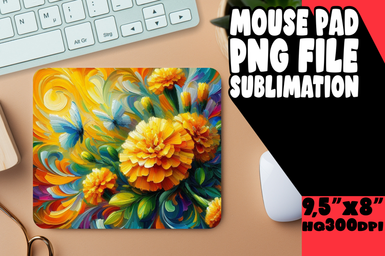 Cozy Mouse Mat Design Sublimation, Flowers