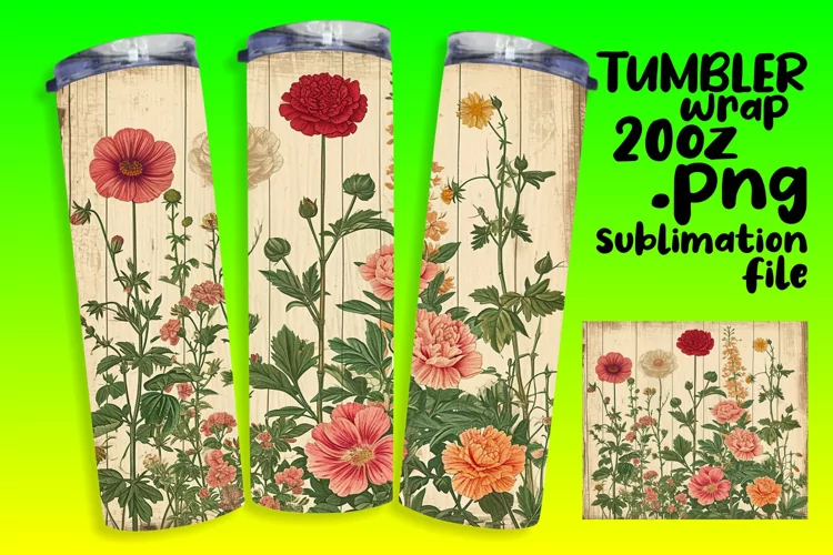 Vintage Blossom Tumbler Wrap - Retro Delight