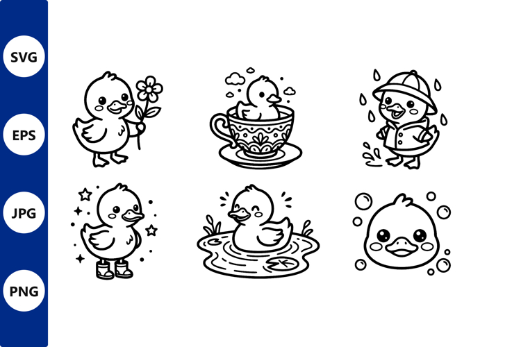 Cute Duckling Holding Flower Vector