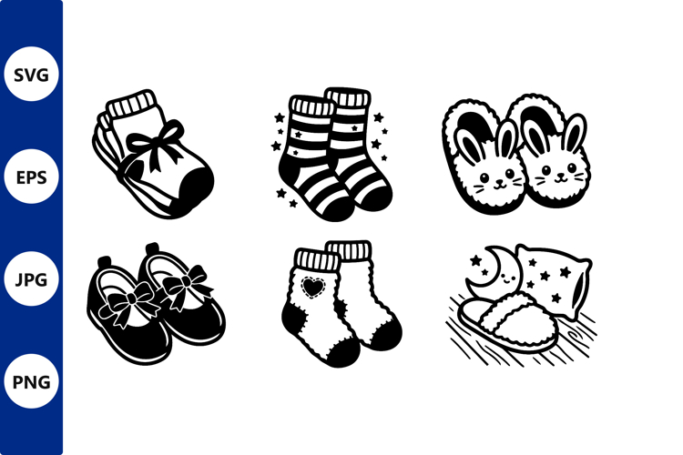 Cozy Slippers And Socks Vector Art
