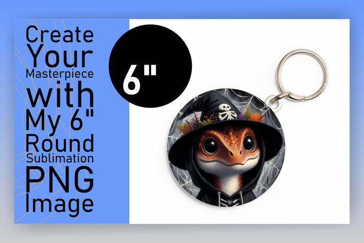 Sophisticated Circle PNG Keychain Artwork , Halloween Dino