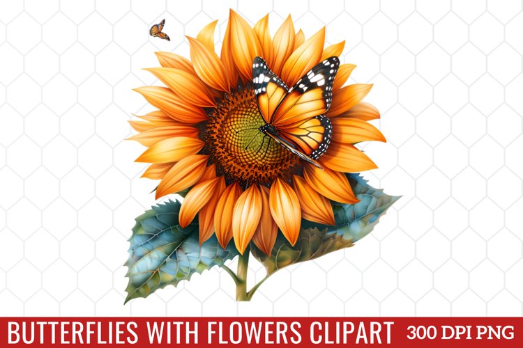 Butterflies With Flowers Clipart example image 1