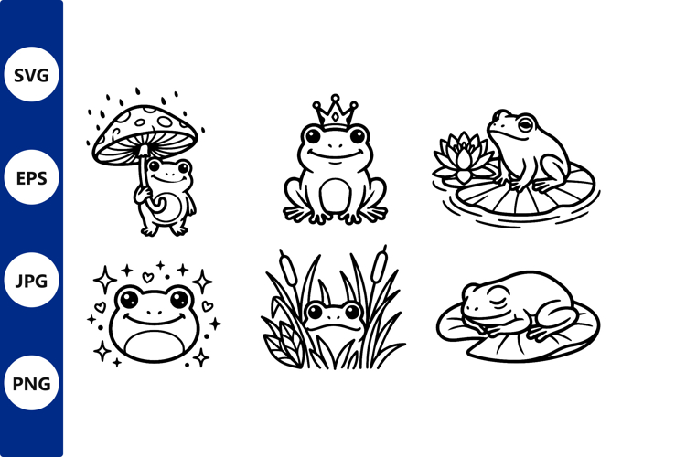 Cute Frog With Mushroom Umbrella Vector